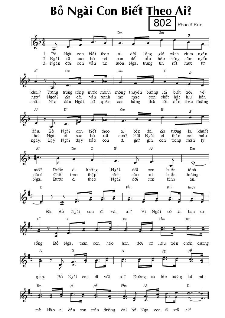 Sheet nhạc Bỏ Ngài Con Biết Theo Ai